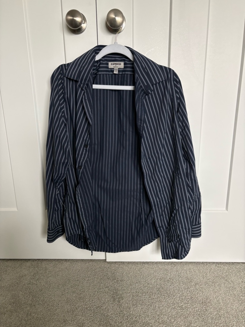 Express Navy Pinstripe Lightweight Jacket